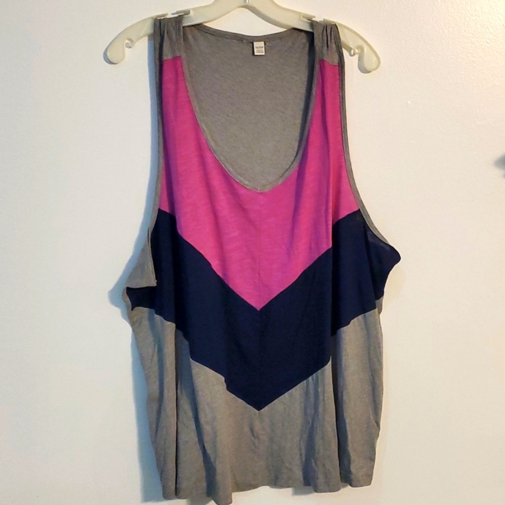 SOLD!Sleeveless pink blue top size 26/28W - Picture 1 of 3